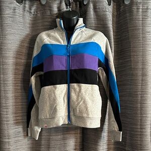 Colorblock Lego Track Jacket in Blue and Purple